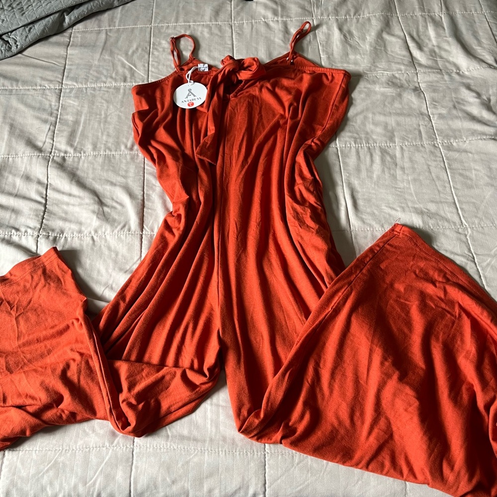 Orange Sleeveless Jumpsuit